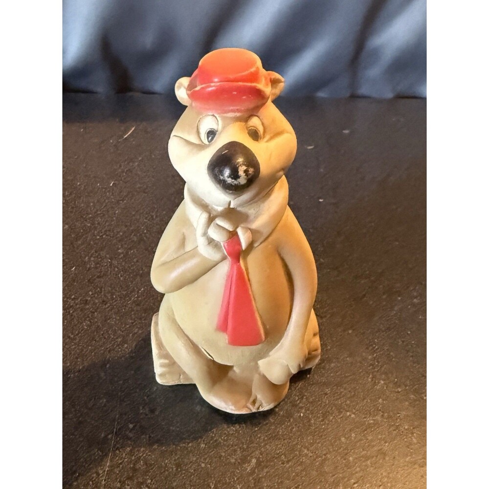 Vintage Yogi Bear Rubber Figurine Hanna-Barbera Dell Retro Toy Kitsch MCM
